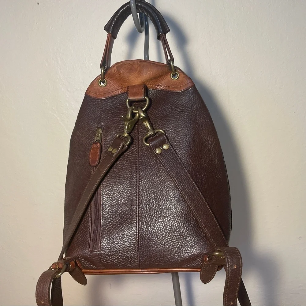 Vintage M. London New York Leathercraft Brown Leather Backpack Purse